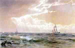 Coastal Scene with Sailboats