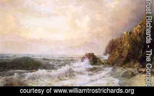William Trost Richards - Rough Seas Near Snow Capped Mountains