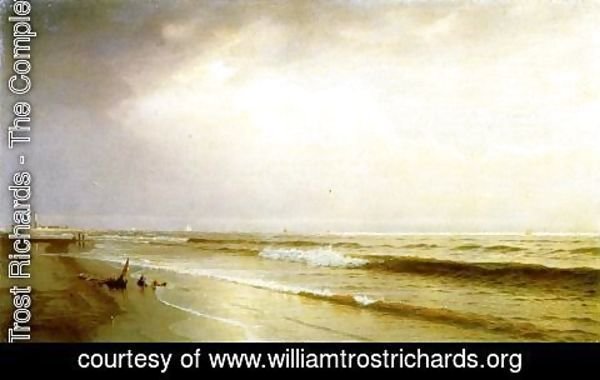 William Trost Richards - Seascape with Distant Lighthouse, Atlantic City, New Jersey