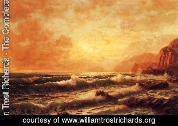William Trost Richards - Rocky Coast at Sunset