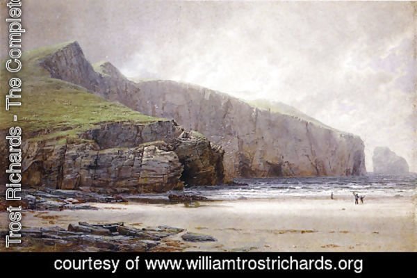 William Trost Richards - Fisherman on the Shore, Trebarwith Strand, Cornwall