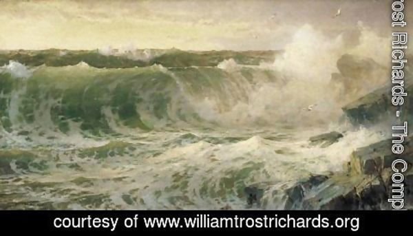 William Trost Richards - Rocky Surf Off Rhode Island