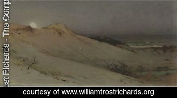 William Trost Richards - Sandhills Moonrise (Moonrise Over The Dunes)