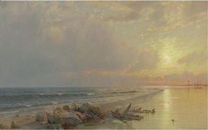 William Trost Richards - Sunset On The New Jersey Coast