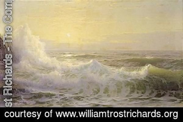 William Trost Richards - Crashing waves at sunset