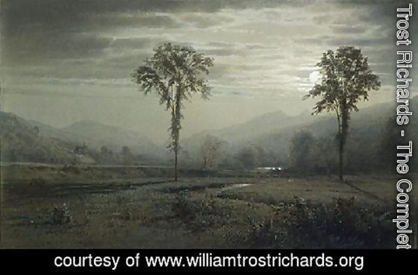 William Trost Richards - Moonlight On Mount Lafayette  New Hampshire2